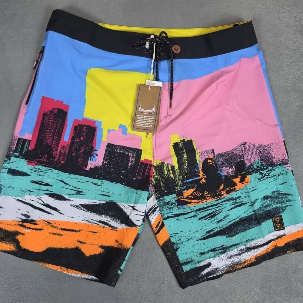 VAST Copper Series Board Shorts Men's Size 36 Color Block Surf Swim Trunks NWT